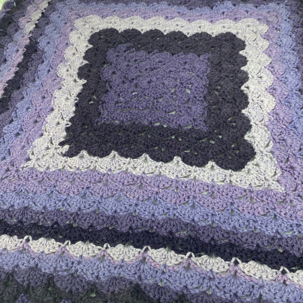 Purple Baby Blanket Sized Crochet Afghan Purple